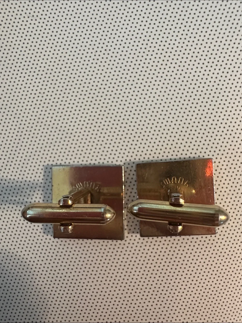 Vintage Swank Gold -Tone Square  Cufflinks with Engraved Detail